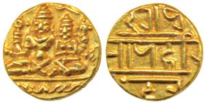 Vijaynagar Empire, Hari Hara II (1377-1404 AD), Gold ½ Pagoda, 1.71g, obv. Shiva-Parvati s