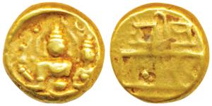 Vijayanagar Empire, Devaraya I (1406-1422 AD), Gold Pagoda, 3.40g, obv. Shiva-Parvati seat