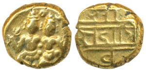 Vijayanagar Empire, Sadashiva Raya (1543-1570 AD), Gold Pagoda, 3.40g, obv. Lakshmi-Naraya