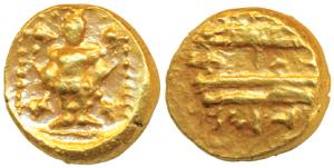 Vijayanagar Empire, Venkitapati Raya III (1630-1641 AD), Gold Pagoda, 3.42g, obv. Tirupati