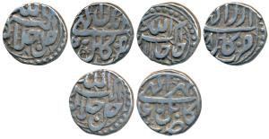 Akbar, Silver ½ Rupee (3), Kabul Mint, Ilahi type, three different months, Azar, Mihr and 