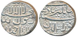 Jahangir, Silver Heavy Rupee, 13.71g, 20% overweight, Ahmedabad Mint, Kalima type, AH 1017