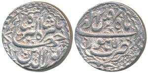 Jahangir, Silver Rupee, 11.36g, Lahore Mint, Month Bahman, RY 6, ornamental border (KM 145