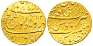 Jahandar Shah (AH 1124, 1712-1713 AD), Gold Mohur, 10.88g, Dar-ul-Khilafat Shahjahanabad M