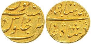Ahmed Shah Bahadur (AH 1161-1167, 1748-1754 AD), Gold Mohur, 11.6g, Surat Mint (mint name 