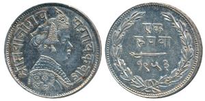 Sayaji Rao III (AH 1292-1357, 1875-1938 AD), Silver Rupee, 11.32g, small flan, VS 1953, (K