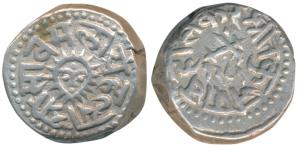 Tukoji Rao II (AH 1261-1304, 1844-1886 AD), Silver Rupee, 11.16g, AH 1289, crossed swords 