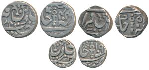Vikramajit Mahendra (AH 1211-1233, 1796-1817 AD), Silver ½ Rupee (2) and ¼ Rupee, in the n