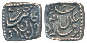Tamil Nadu —unattributed, Silver (’Velli’) Fanam, 2.65g, bearing crude Farsi / Arabic lege