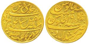 Murshidabad Mint, Gold Mohur, 12.37g, in the name of Shah Alam II, AH 1202/19, oblique mil