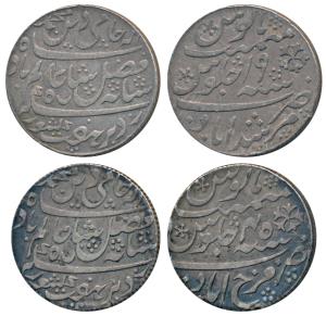 Silver Rupee (2), Murshidabad and Farrukhabad Mint, in the name of Shah Alam II, frozen RY