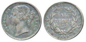 Victoria Queen, Silver ½ Rupee, 1840, Divided Legend, Calcutta / Bombay Mint, WW incuse, 2