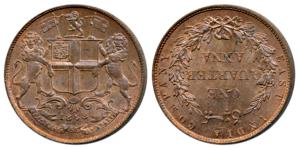 Copper ¼ Anna, 1858, Birmingham Mint, Wreath tips-single leaves, J. Watt and Co, (Prid 156