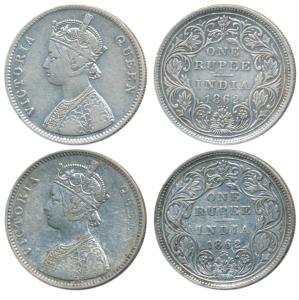 Victoria Queen, Silver Rupee, 1862, Bombay Mint, A / II / 0 / 4, (Prid 79). Very Fine and 