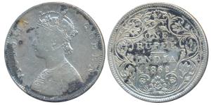 Victoria Queen, Silver Rupee, 1862, Bombay Mint, B / II / 0 / 7, (Prid 88). Fine, Rare.