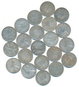 Victoria Queen and Empress, Silver Rupee (21), many different dates, including a A / II / 