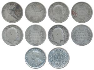 Victoria Empress, Edward VII & George V, Silver ½ Rupee (5), 1889, Bombay Mint, A / II / B