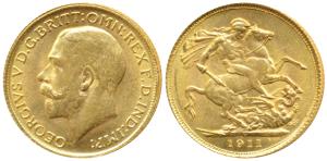 Canada, George V, Gold Sovereign, 8g, Ottawa Mint, 1911 (KM 20). Uncirculated, Rare.