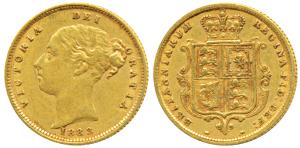 Great Britain, Victoria, Gold ½ Sovereign, 4g, shield on rev. 1883 (KM 735.1). Very Fine, 