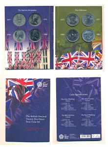 Great Britain, Cupro Nickel 25 Pence (4), 1972 Silver Wedding Anniversary of Queen Elizabe
