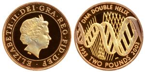Great Britain, Elizabeth II, Gold Pound 2, 16g, DNA Celebrating the Fiftieth Anniversary o