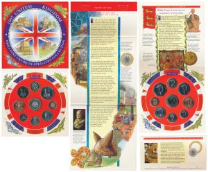 United Kingdom, 1997 Uncirculated Set, Penny to Two Pounds which is the first bi-metal coi