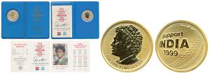 Sachin Tendulkar, Cricket World Cup Commemorative Medallion, Gold ¼ oz., 7.77g, obv. bust 