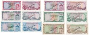 Indo-Portuguese, Set of 6 Specimen notes, 30, 60, 100, 300, 600 and 1000 Escudos, Banco Na