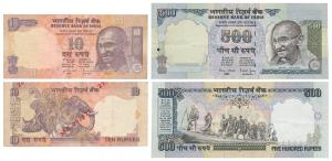Rupees 500, signed Bimal Jalan, Error, no serial number in top right and bottom left corne