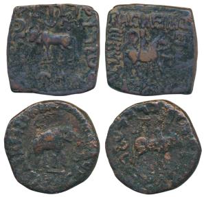 Indo-Scythians, Azes, Copper (Unit) Pentachalkon, 13.09g, obv. king mounted on a horse to 