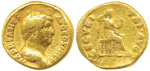 Hadrian (117-138 AD), Gold Aureus, 7.06g, Rome Mint, obv. bare head and draped bust of the