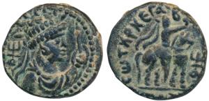 Kushanas, Soter Megas alias Wima Takto (c. 80-100 AD), Copper Drachm, 7.91g, obv. bust of 