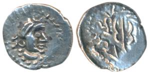 Coinage of Sind, Yashaditya (c. 7th century AD), Silver Damma, 0.7g, obv. bust of the king