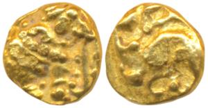 Western Gangas (10th-11th century AD), Gold Gajapati Fanam, .39g, obv. caparisoned elephan