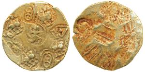 Feudatories of Chalukyas of Kalyani, Gold Pagoda, 3.55g, Punch-marked type, obv. garuda ru