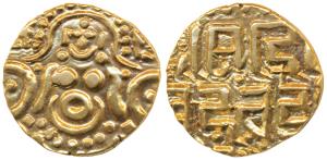 Gahadavalas of Kanauj, Govinda Chandradeva (1114-1154 AD), Gold Dinar, 4.23g, obv. Goddess