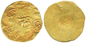 Kalachuris of Kalyana, Bijjala (1156-1168 AD), Gold Pagoda, 3.58g, central punch showing g