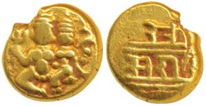 Vijayanagar Empire, Sadashiva Raya (1543-1570 AD), Gold Pagoda, 3.41g, obv. Lakshmi-Naraya
