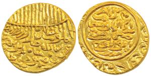 Hussain Shah (AH 863-884, 1458-1479 AD), Gold Tanka, 11.91g, fi zaman type, Tughra style o