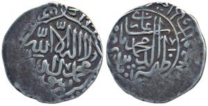 Babur, Silver Shahrukhi, 4.86g, mint name off flan, stylization that of Agra Mint, obv. ka