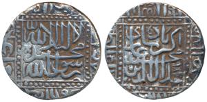 Akbar, Silver Rupee, 10.82g, Ahmedabad Mint, AH 98X, Kalima type (KM 80.2). Very Fine+.