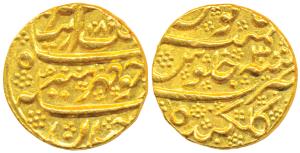 Aurangzeb, Gold Mohur, 10.95g, Golkonda Mint, AH 1086/30, complete mint name at bottom, de
