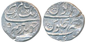 Aurangzeb, Silver Rupee, 11.45g, Kanji Mint, AH 1106/3X (KM 300.46). Flan crack, Very Fine