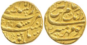 Aurangzeb, Gold Mohur, 10.86g, Dar us-Sultanate Lahore Mint, AH 1108/40 (KM 315.31). Sligh