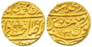 Shah Alam II, Gold Mohur, 10.78g, Dar-ul-Khilafat Shahjahanabad Mint, AH (11)95/23, a Roya