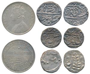 Silver Rupee (4), Alwar, Bani Singh, Rajgah Mint, in the name of Muhammad Akbar II, RY 11;