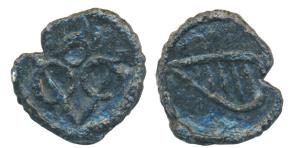 Cochin, Tin Bazaruk, obv. 8 VOC, rev. a pear shaped oval shield with oblique decoration (K