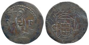 Goa, Filipe III (1621-1640 AD), Silver 2 Tangas, 4.27g, obv. standing figure of St. Philip