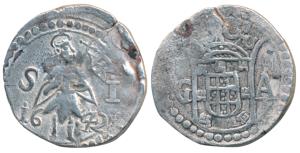 Goa, Joao IV (1640-1656 AD), Silver 2 Tangas, 4.29g, obv. standing figure of St. John divi