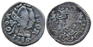 Goa, Maria I & Pedro III (1777-1786 AD), Silver ½ Pardao, 2.66g, 1786, obv. conjoined bust